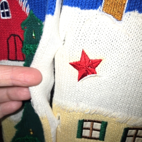 Quacker Factory VTG Blue & Red Front & Back Americana Christmas Cardigan Size 1X - Picture 9 of 12